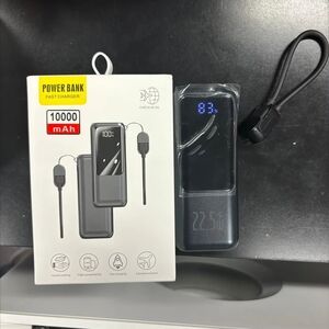 High-Capacity Black Power Bank with LED Display